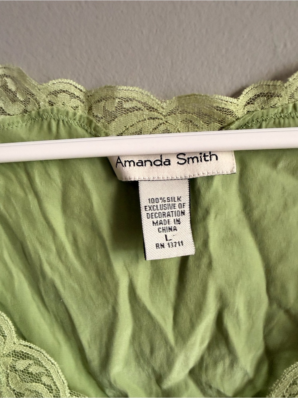 Amanda Smith silk  Light Lime Lace-Trim V-Neck Camisole - Picture 2 of 4